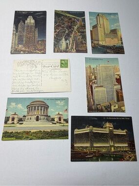 Vintage Chicago Postcards Lot 7 Curt Teich Linen 1950s Tribune Tower Illinois